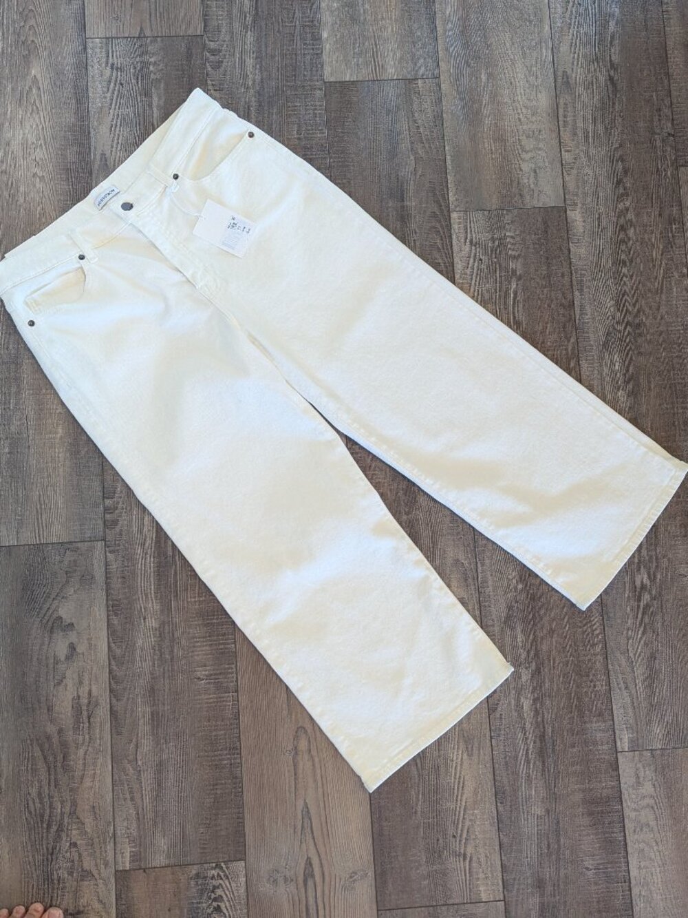 NWT Nordstrom High Waisted Wide Leg Ankle Jeans White 32 Crisp Effortless Chic